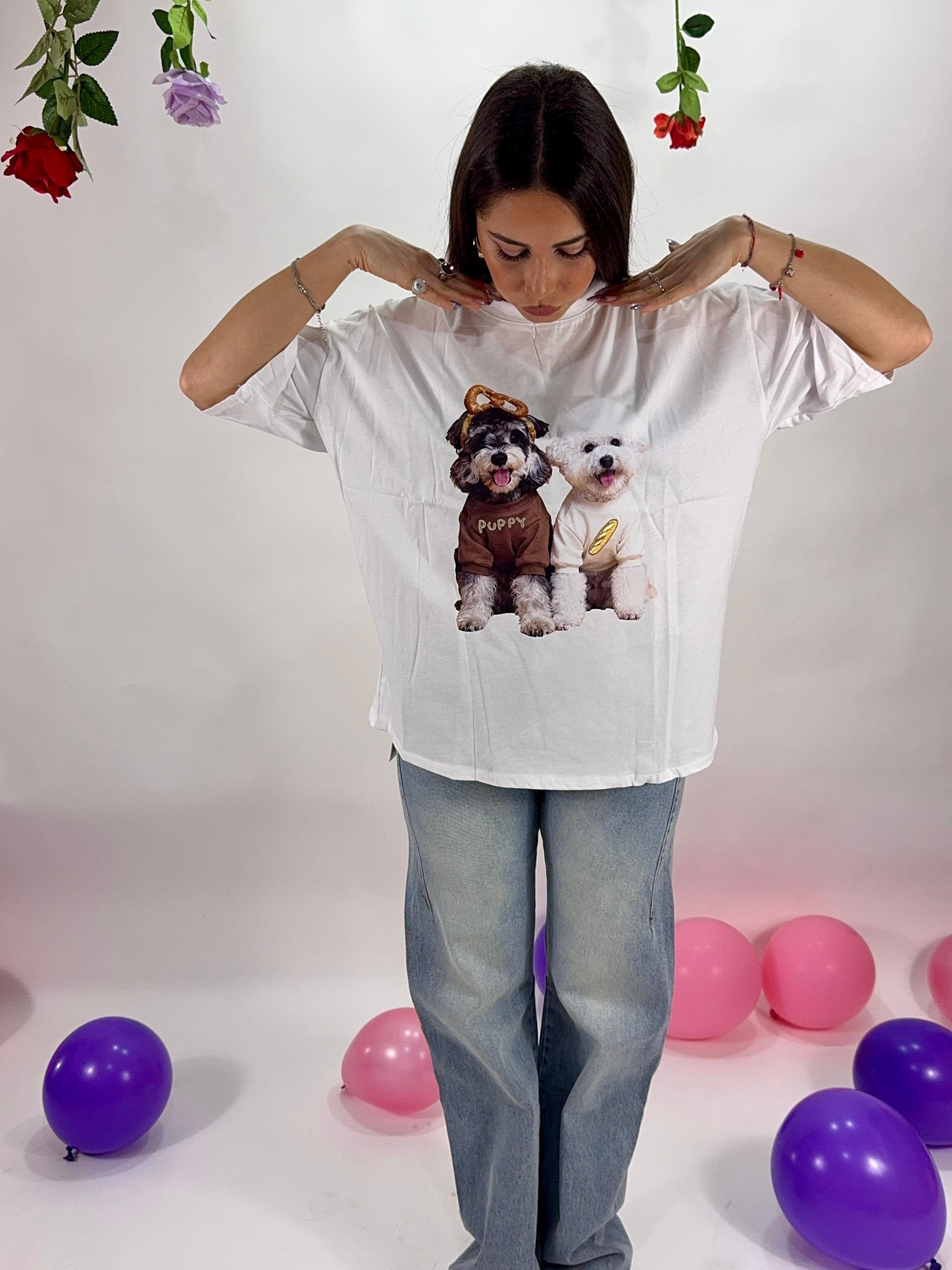 T-shirt Puppy White